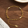 Women's Geometric Zircon Inlaid Bracelet In 18K Gold Plated Stainless Steel With Simple Trendy Fashion Style