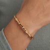 Women's Geometric Zircon Inlaid Stainless Steel Bracelet With Gold Plated Finish Fashionable Minimalist Jewelry