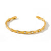 Women's Geometric Zircon Inlaid Stainless Steel Bracelet With Gold Plated Finish Fashionable Minimalist Jewelry