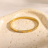 Women’s Geometric Zircon Inlaid Stainless Steel Bracelet With Gold Plated Finish Simple Elegant Fashion Jewelry