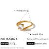 Women's Geometric Zircon Inlaid Stainless Steel Ring With 18K Vacuum Plating Simple Light Luxury Fashion Accessory