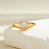 Women's Geometric Zircon Inlaid Stainless Steel Ring With 18K Vacuum Plating Simple Light Luxury Fashion Accessory