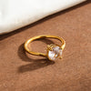 Women's Geometric Zircon Inlaid Stainless Steel Ring With 18K Vacuum Plating Simple Light Luxury Fashion Accessory