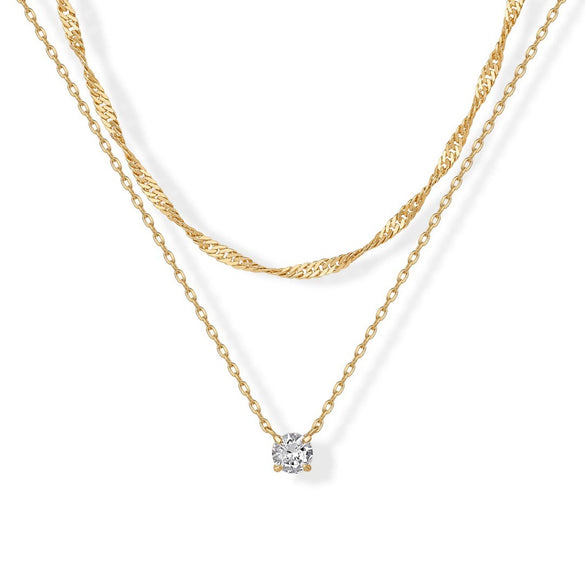 Women's Geometric Zircon Necklace Copper Pendant With Electroplated Regular Chain Stylish Versatile Jewelry Gift