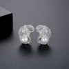 Women's Geometric Zircon Pearl Earrings Electroplated Copper Elegant Fashion Jewelry