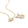 Women's Geometric Zircon Pendant Jewelry Set With Goldplated Stainless Steel Necklace And Matching Earrings