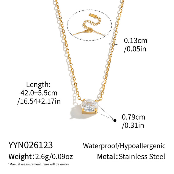 Women's Geometric Zircon Pendant Jewelry Set With Goldplated Stainless Steel Necklace And Matching Earrings