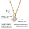 Women's Geometric Zircon Pendant Jewelry Set With Goldplated Stainless Steel Necklace And Matching Earrings