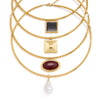 Women's Geometric Zircon Pendant Stainless Steel Choker Necklace With Plated Finish Statement Neck Ring Accessory