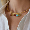 Women's Geometric Zircon Pendant Stainless Steel Choker Necklace With Plated Finish