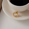 Women's Geometric Zircon Ring In Hypoallergenic Stainless Steel With Pvd Vacuum Gold Plated Finish High End Non Fading Jewelry