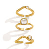 Women's Geometric Zircon Ring In Stainless Steel With Pvd Gold Plating Hypoallergenic Nonfading Fashion Jewelry