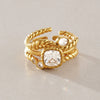 Women's Geometric Zircon Ring In Stainless Steel With Pvd Gold Plating Hypoallergenic Nonfading Fashion Jewelry