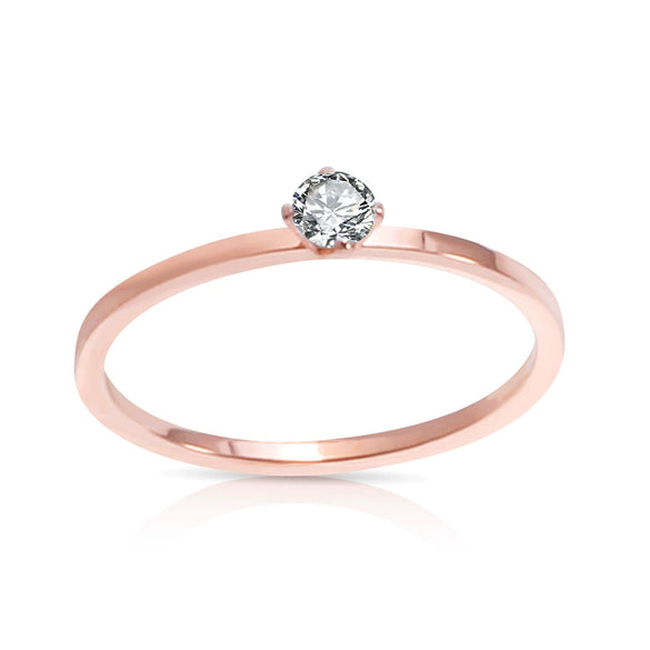 Women's Geometric Zircon Ring In Titanium Steel Three Tone Minimalist Fashion Band