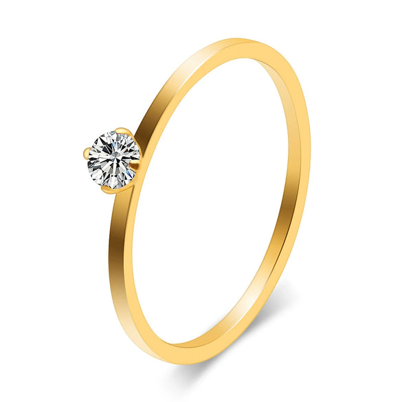 Women's Geometric Zircon Ring In Titanium Steel Three Tone Minimalist Fashion Band