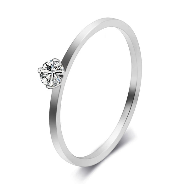 Women's Geometric Zircon Ring In Titanium Steel Three Tone Minimalist Fashion Band