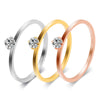 Women's Geometric Zircon Ring In Titanium Steel Three Tone Minimalist Fashion Band