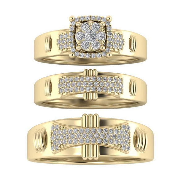 Women's Geometric Zircon Ring Set With Microinlaid Full Stone Design Electroplated Metal And Minimalist Light Luxury Fashion Style