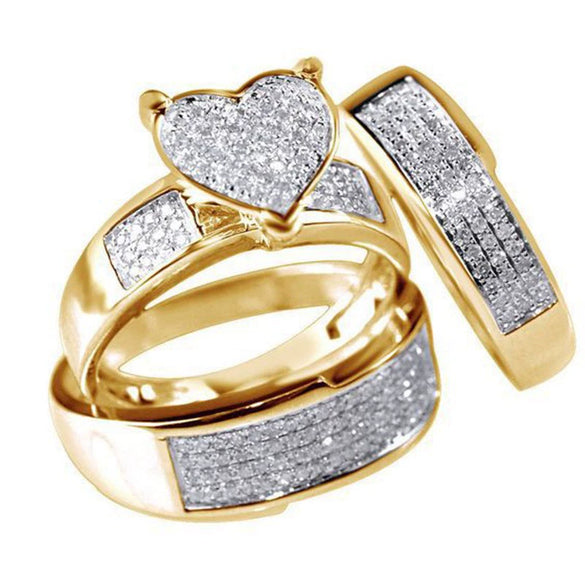 Women's Geometric Zircon Ring Set With Microinlaid Full Stone Design Electroplated Metal And Minimalist Light Luxury Fashion Style