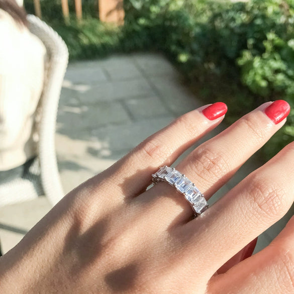 Women's Geometric Zircon Ring 925 Sterling Silver Electroplated Light Luxury Style
