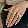 Women's Geometric Zircon Stainless Steel Ring With Multilayer Design And Pvd Vacuum Gold Plating Wholesale Jewelry