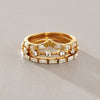 Women's Geometric Zircon Stainless Steel Ring With Vacuum Pvd Gold Plating Hypoallergenic Plain Band