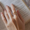 Women's Geometric Zircon Stainless Steel Ring With Vacuum Pvd Gold Plating Hypoallergenic Plain Band
