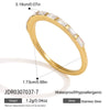 Women's Geometric Zircon Stainless Steel Ring With Vacuum Pvd Gold Plating Hypoallergenic Plain Band