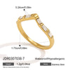 Women's Geometric Zircon Stainless Steel Ring With Vacuum Pvd Gold Plating Hypoallergenic Plain Band