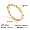 Women's Geometric Zircon Stainless Steel Ring With Vacuum Pvd Gold Plating Hypoallergenic Plain Band