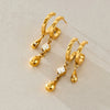 Women’s Geometric Zircon Stud Earrings In Titanium Stainless Steel With Pvd Vacuum Gold Plating Elegant Sparkling Jewelry