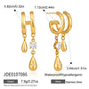 Women’s Geometric Zircon Stud Earrings In Titanium Stainless Steel With Pvd Vacuum Gold Plating Elegant Sparkling Jewelry