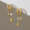 Women’s Geometric Zircon Stud Earrings In Titanium Stainless Steel With Pvd Vacuum Gold Plating Elegant Sparkling Jewelry