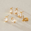 Women's Geometric Zircon Stud Earrings In Titanium Steel And Stainless Steel With Pvd Vacuum Gold Plating Elegant Wholesale Jewelry