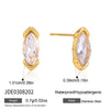 Women's Geometric Zircon Stud Earrings In Titanium Steel And Stainless Steel With Pvd Vacuum Gold Plating Elegant Wholesale Jewelry