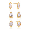 Women's Geometric Zircon Stud Earrings In Titanium Steel And Stainless Steel With Pvd Vacuum Gold Plating Elegant Wholesale Jewelry