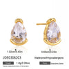 Women's Geometric Zircon Stud Earrings In Titanium Steel And Stainless Steel With Pvd Vacuum Gold Plating Elegant Wholesale Jewelry