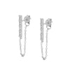 Women's Geometric Zircon Tassel Chain Long Earrings With Silver Needle And Copper Electroplated Elegant Minimalist Drop Earrings