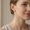 Women's Geometric Zircon Tassel Pendant Earrings In Stainless Steel With Vacuum Gold Plated Finish