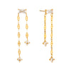 Women's Geometric Zircon Tassel Pendant Earrings In Stainless Steel With Vacuum Gold Plated Finish