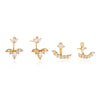 Women's Geometric Zircon Titanium Steel Stud Earrings With Detachable Front And Back Design Pvd Gold Plated Stainless Steel Jewelry