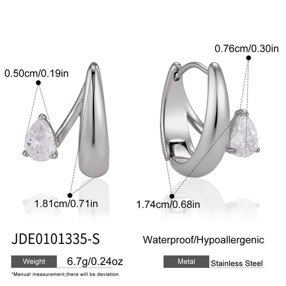 Women's Geometric Zirconia Stainless Steel Stud Earrings With Elegant Plated Finish