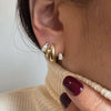 Women's Geometric Zirconia Stainless Steel Stud Earrings With Elegant Plated Finish