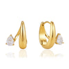 Women's Geometric Zirconia Stainless Steel Stud Earrings With Elegant Plated Finish