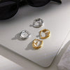 Women's Geometric Zirconia Stainless Steel Stud Earrings With Elegant Plated Finish