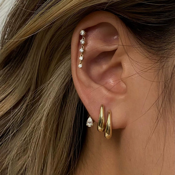 Women's Geometric Zirconia Stainless Steel Stud Earrings With Elegant Plated Finish