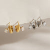 Women's Geometric Zirconia Stainless Steel Stud Earrings With Elegant Plated Finish