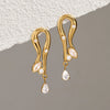 Women's Geometric Zirconia Stud Earrings In Stainless Steel With Vacuum Pvd Gold Plating