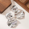 Women's Glossy Geometric Ripple Round Metal Earrings With Goldplated Finish Minimalist Elegant Fashion Jewelry