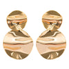 Women's Glossy Geometric Ripple Round Metal Earrings With Goldplated Finish Minimalist Elegant Fashion Jewelry